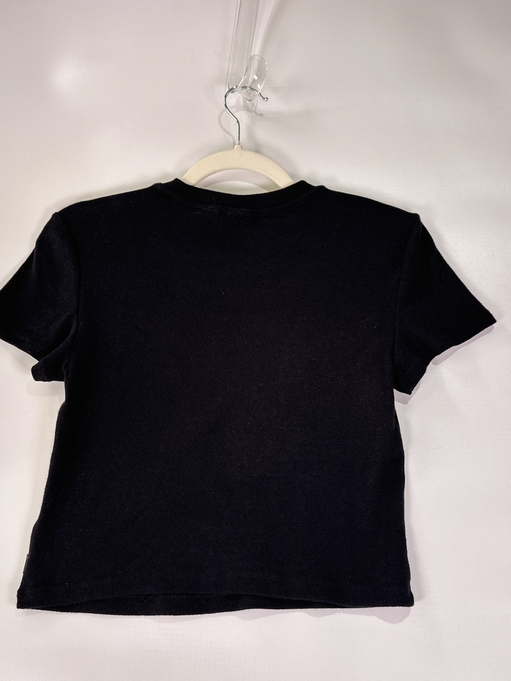 TNA Ribbed Crewneck Short Sleeve Crop Top Cotton Elastane Black M - Picture 3 of 6
